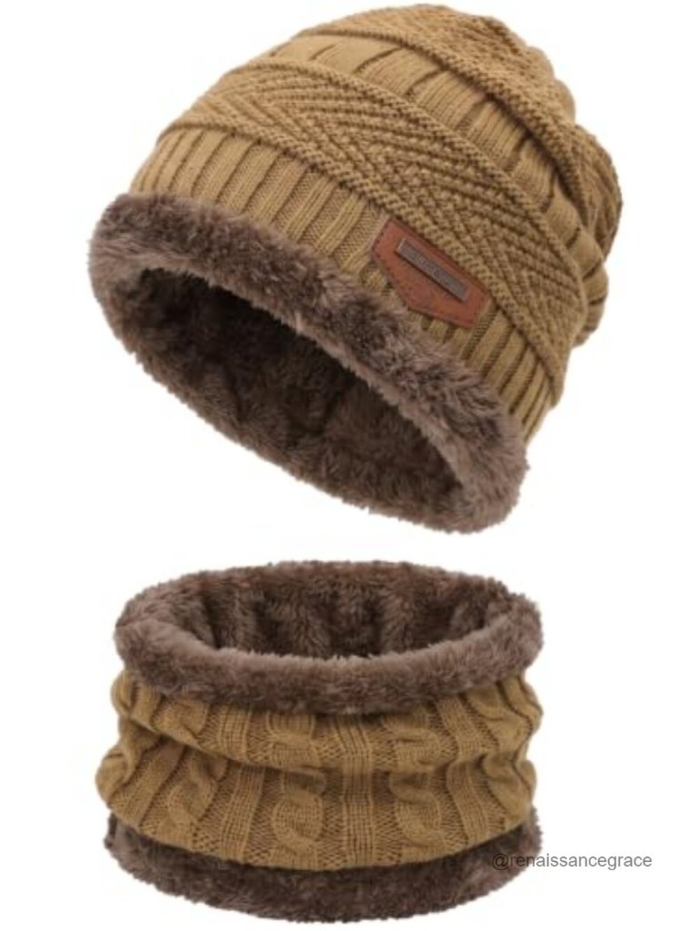 Knit Beanie Hat & Scarf Set Unisex Warm Winter Accessory